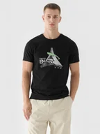 Koszulki sportowe męskie - Męski tshirt z nadrukiem 4F 4FRAW24TTSHM2301 - czarny - miniaturka - grafika 1