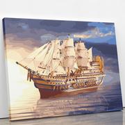 Malowanie po numerach - Statek na morzu - Malowanie po numerach 50x40 cm - miniaturka - grafika 1