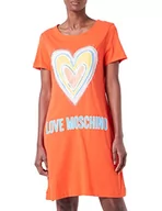 Sukienki - Love Moschino Damska sukienka A-line w bawełnianym dżerseju z maxi, wielokolorowa sukienka w kształcie serca, pomarańczowy, 40 - miniaturka - grafika 1