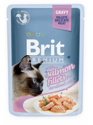 Mokra karma dla kotów - Brit Premium Kot Premium with Salmon Fillets for Sterilised Cats 85g - miniaturka - grafika 1