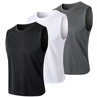 Koszulki sportowe męskie - MEETYOO Tank top męski, koszulka sportowa bez rękawów podkoszulek fitness bez rękawów koszulka do biegania na siłowni, czarny + gery + biały, XL - miniaturka - grafika 1