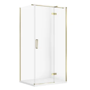 Kabina prysznicowa Cersanit Jota 100x80x195 prostokątna złoty transparentne z brodzikiem tako slim 4cm biały S601-382 - Kabiny prysznicowe - miniaturka - grafika 1