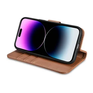 iCarer Wallet Case 2in1 etui iPhone 14 Pro skórzany pokrowiec z klapką Anti-RFID brązowy (WMI14220726-BN) - Etui i futerały do telefonów - miniaturka - grafika 9