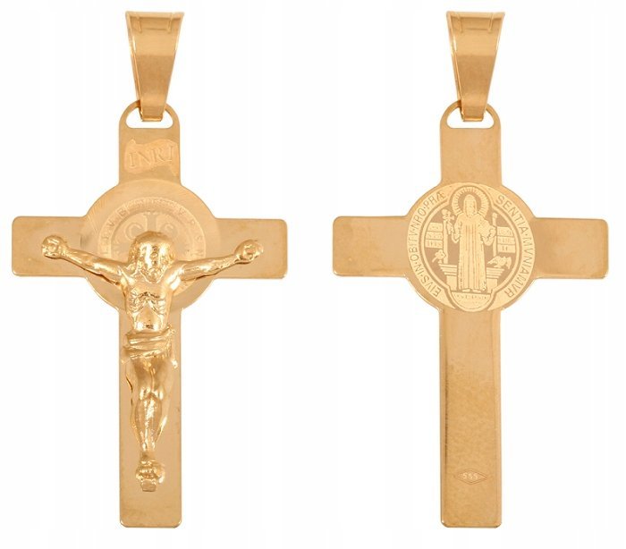 ZŁOTY Krzyżyk 585 1.20 g Dwie stronny - Prezent Urodziny Grawer