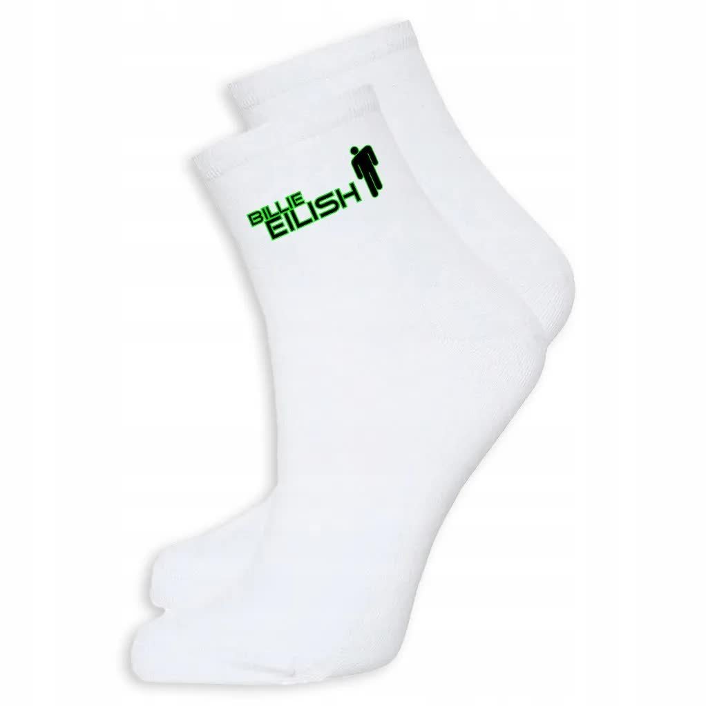 SKARPETKI BAWEŁNIANE BIAŁE 39-45 Na Prezent Dla Fana BILLIE EILISH Wzory