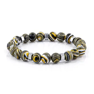 Bransoletka koraliki w kolorze czarno-żółtym EM 55 - EM Men's Accessories - Bransolety męskie - miniaturka - grafika 1