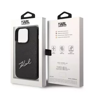 Karl Lagerfeld Etui KLHCP14XCSSK do iPhone 14 Pro Max 6,7" hardcase Signature Logo Cardslot czarny/black - Etui i futerały do telefonów - miniaturka - grafika 8