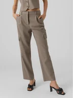 Spodnie damskie - Vero Moda Spodnie materiałowe 10297422 Szary Straight Fit - miniaturka - grafika 1