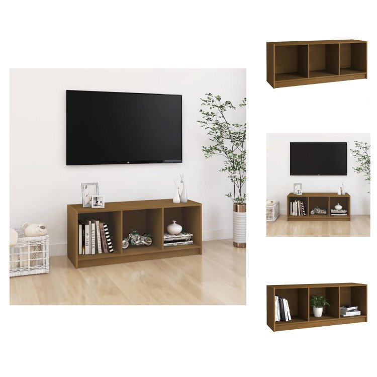 vidaXL Szafka pod TV miodowy brąz 104x33x41 cm lite drewno sosnowe - Meble TV