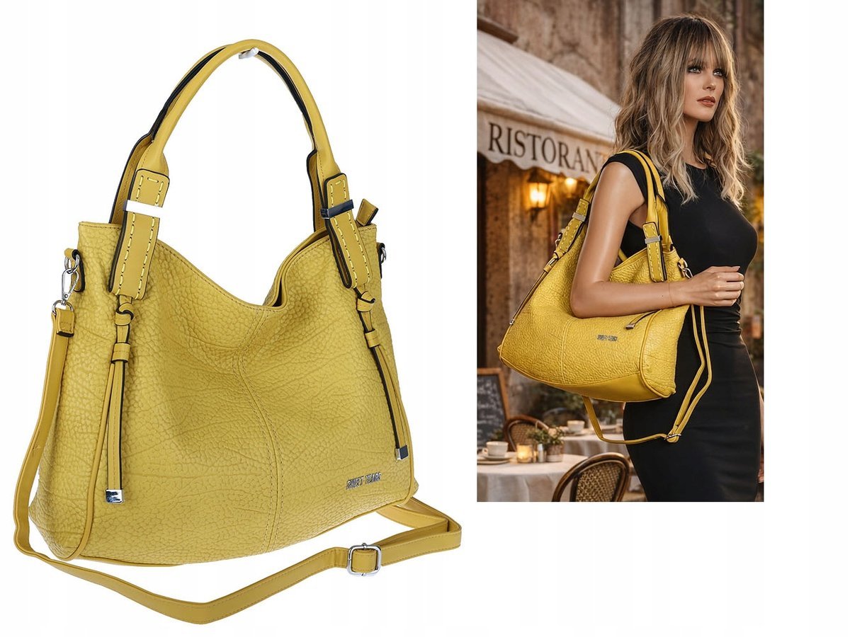 Torebka Damska shopper WOREK włoska marka SWEET YEARS pojemna 6846 Żółta
