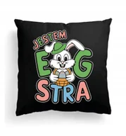 Poduszki dekoracyjne - CZARNA Poduszka Z IMIENIEM Na Wielkanoc Zajączek Wielkanocny Prezent #24 - miniaturka - grafika 1