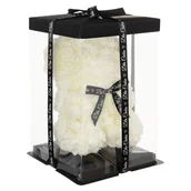 Figurki dekoracyjne - Empik Gifts, Różany Miś, Biały, 25 cm - miniaturka - grafika 1