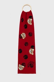 Apaszki i szaliki damskie - Moschino szalik wełniany kolor czerwony wzorzysty - grafika 1