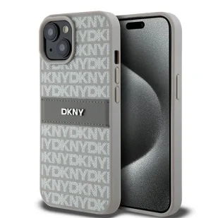 Etui DKNY Leather Mono Stripe & Metal Logo na iPhone 15 / 14 / 13 - beżowe - Etui i futerały do telefonów - miniaturka - grafika 1
