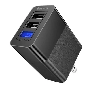 Baseus Duke ładowarka sieciowa zasilacz EU adapter z zestawem końcówek przejściówek 3x USB 3.4A czarny (CCALL-GJ01) - Ładowarki do telefonów - miniaturka - grafika 2