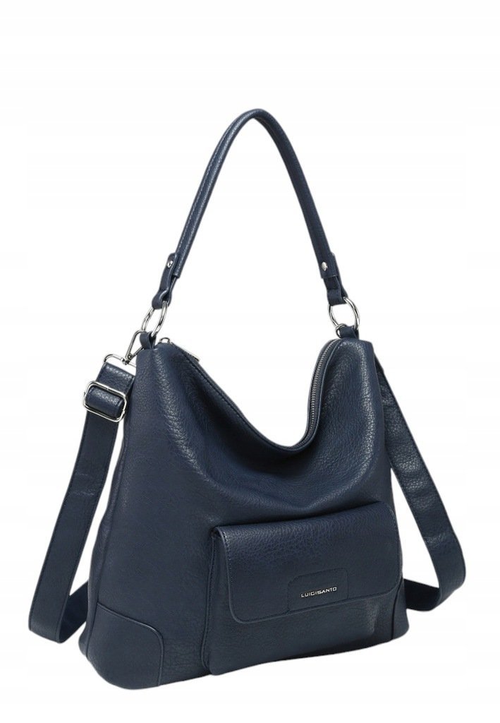 Pojemna Shopperka Torebka Damska Granatowa LUIGISANTO V2501 Blue
