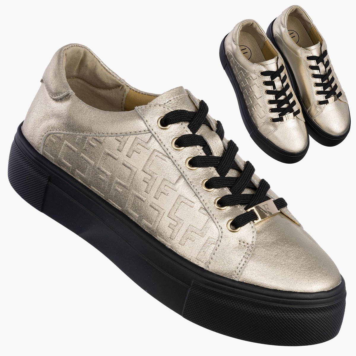 Buty Damskie FILIPPO Skórzane Półbuty Niskie Sneakersy Złote DP6850 40 Złoty