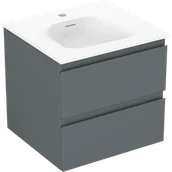 Szafki łazienkowe - Mexen Orio szafka łazienkowa 50 cm z umywalką Vela, 2 szuflady, grafit mat/biała mat - 91A10-05047-2-BFF66-W23M01 - miniaturka - grafika 1