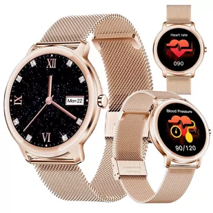 Smartwatch Ciśnieniomierz Zegarek Złoty - Monitory aktywności - miniaturka - grafika 1
