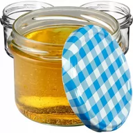 Pojemniki kuchenne - Słoiki Tartu 235ml 20szt. 82mm + wieczka "Niebieska Krata" - miniaturka - grafika 1