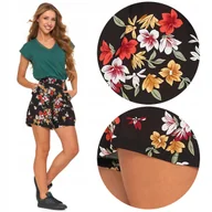 Spodenki damskie - LETNIE KRÓTKIE SPODENKI DAMSKIE Z WISKOZY SZORTY W KWIATY MORAJ r. L - miniaturka - grafika 1