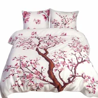 Pościel - Pościel satynowa 220x200 22405 różowa pudrowa kwiaty Panel - miniaturka - grafika 1