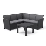 Meble ogrodowe - Curver Narożny zestaw ogrodowy Claire 5 ze stołem orlando grafitowy - miniaturka - grafika 1