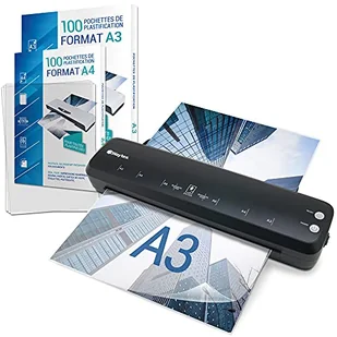 Laminator A3 A4 A5 A6 A7 Pro szybko na gorąco i zimno do 2x125 mikronów do użytku biurowego lub domowego opakowanie z 100 kieszeniami A4 + 100 kieszeniami A3 - Laminatory - miniaturka - grafika 1