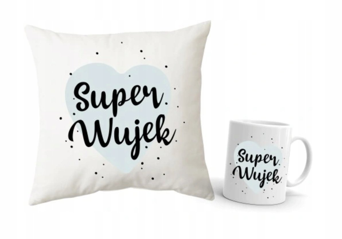 ZESTAW PODUSZKA + KUBEK Prezent SUPER WUJEK PREZENT DLA WUJKA + IMIĘ 5