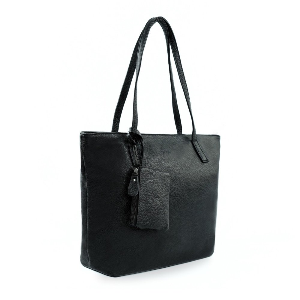 Torba damska skórzana shopper Solier FL34 Rillia czarna
