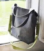 Torebki damskie - Torba hobo rozm. L - szary, limonka - miniaturka - grafika 1