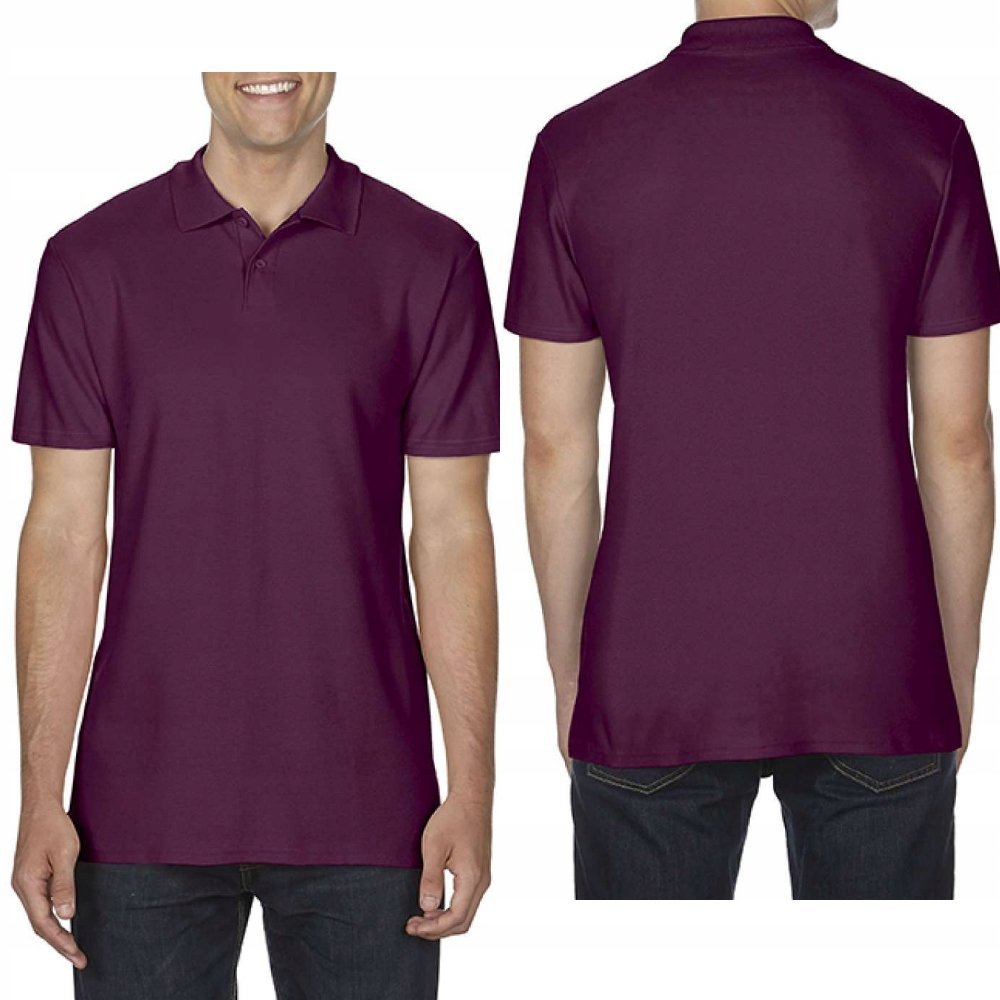 Koszulka POLO Polówka Męska BAWEŁNA Double Pique Gildan 64800 BORDOWA 2XL