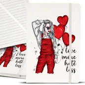 Notesy i bloczki - Notes Notatnik A5 Biały LOVE MORE HATE LESS Wzory - miniaturka - grafika 1