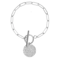 Bransoletki - Bransoletka srebrna ze stali szlachetnej łańcuch z medalionem zapięcie toggle - Manoki - miniaturka - grafika 1