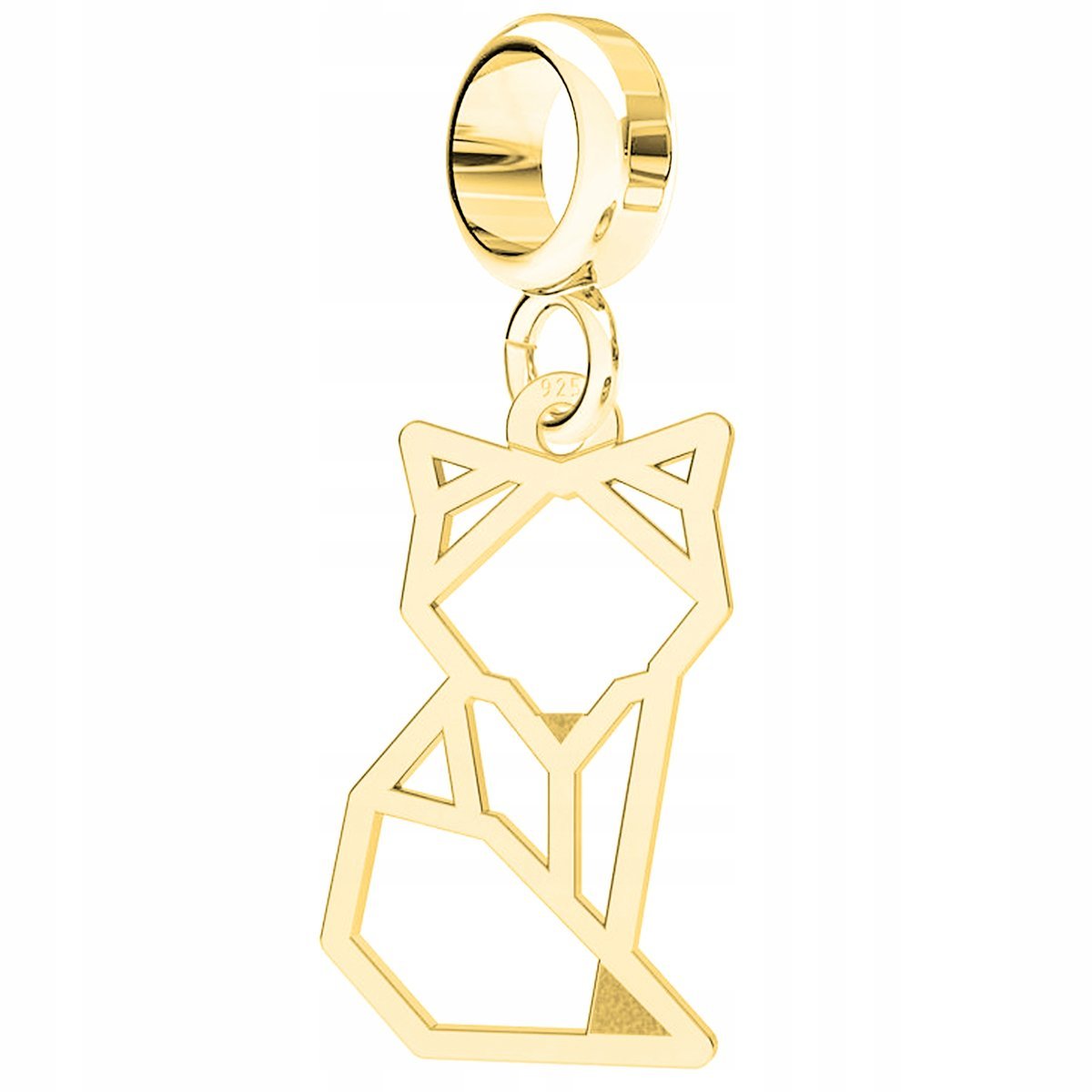 Charms Złoty Ażurowa Blaszka z Kotem Cat Kot Kotek Pupil SREBRO 925