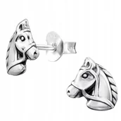 Biżuteria dla dzieci - Kolczyki srebrne koniki dla dziewczynki dzieci sztyfty wkrętki srebro 925 - miniaturka - grafika 1