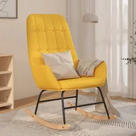 Fotele - Fotel bujany, musztardowy, tapicerowany tkaniną - miniaturka - grafika 1