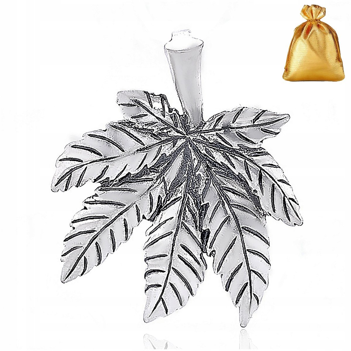 Srebrna Męska Zawieszka Wisiorek Liść Konopi Weed Srebro Pr. 925 Na Prezent