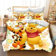 Pościel dla dzieci - DDONVG Kubuś Puchatek Komplety pościeli z poszewkami na poduszki, pościel dziecięca 3D Cartoon, 100% mikrofibra, odpowiednia dla chłopców i dziewcz... - miniaturka - grafika 1