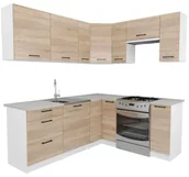 Meble kuchenne - Komplet mebli kuchennych narożnych dąb sonoma - Hemi - miniaturka - grafika 1