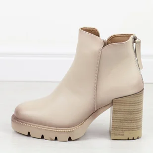 Beżowe botki damskie na słupku Vinceza 58358 - Botki damskie - miniaturka - grafika 1