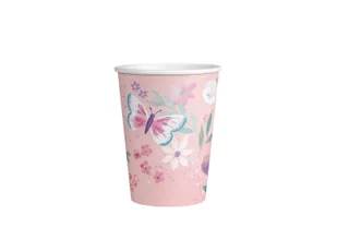 Kubeczki urodzinowe z motylkami - 250 ml - 8 szt. - Dekoracje i nakrycia stołu na imprezę - miniaturka - grafika 1