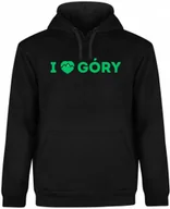 Bluzy męskie - BLUZA MĘSKA Z KAPTUREM KOCHAM GÓRY TURYSTA PREZENT ŚMIESZNA CZARNA R-XXL A6 - miniaturka - grafika 1