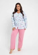 Piżamy damskie - Piżama damska rozpinana różowo-biała Taro - miniaturka - grafika 1