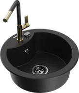 Zlewozmywaki z baterią - Mexen Diego zlewozmywak granitowy 1-komorowy z baterią kuchenną Flora, czarny - 6512-77-670401-57-B - miniaturka - grafika 1