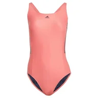 Stroje kąpielowe - adidas Damski strój kąpielowy Mid 3 Stripes 81 cm, Czarny, 128 - miniaturka - grafika 1