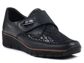 Półbuty damskie - Półbuty damskie skórzane Rieker 537C0 czarne-41 - miniaturka - grafika 1