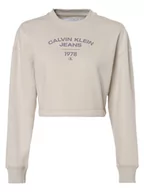 Bluzy damskie - Calvin Klein Jeans - Damska bluza nierozpinana, beżowy - miniaturka - grafika 1