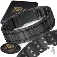 Bransolety męskie - GRUBA CZARNA ZDROWOTNA BRANSOLETA BRANSOLETKA MĘSKA MAGNETYCZNA MOCNA 21MM - miniaturka - grafika 1