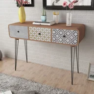 Konsole i sekretarzyki - vidaXL Brzowa szafka boczna/konsola z 3 szufladami - miniaturka - grafika 1